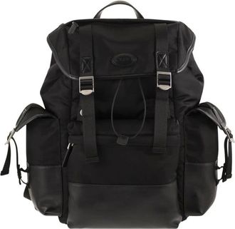 Tod's Tassen, unisex, Zwart, ONE Size, Leer, Middelgrote rugzak van stof en leer