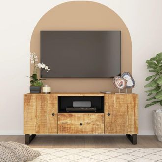 Berkfield Home TV Cabinet 105x33.5x46 cm Solid Wood Mango&Engineered Wood in Brown