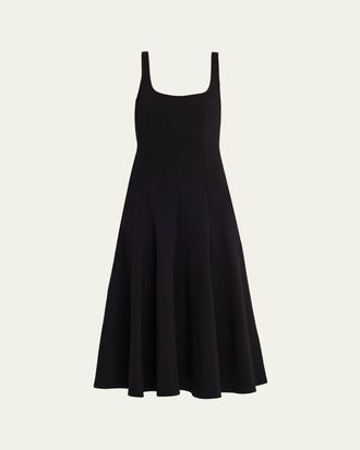 Vince Seamed Square-Neck Knit Midi Dress