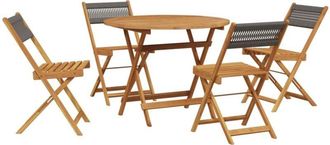 vidaXL vidaXL 5 Piece Garden Dining Set Grey Polypropylene and Solid Wood