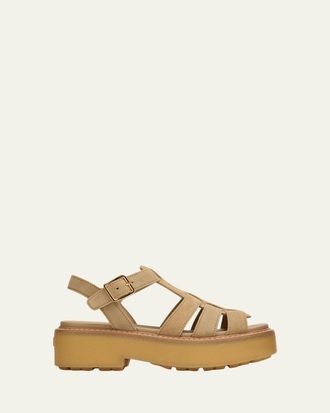 Prada Platform Suede Fisherman Sandals