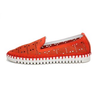 Eric Michael Womens Maria Slip On Loafers In Red Nubuck