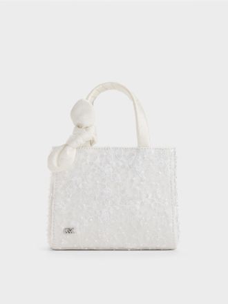 Charles & Keith Albany Embroidered-Mesh Beaded Mini Bag