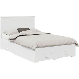 vidaXL Bed Frame with Headboard White 120 x 190 cm Engineered Wood vidaXL