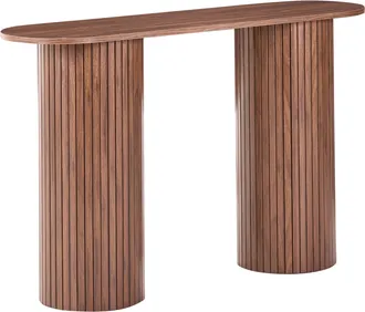 Beliani Consola Estilo Moderno De Mdf De 120 Cm Para Entrada Marr&oacute;n Oscuro Yalata