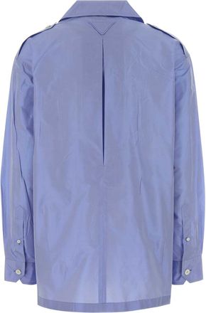Prada Womens Light-Blue Taffeta Shirt Silk