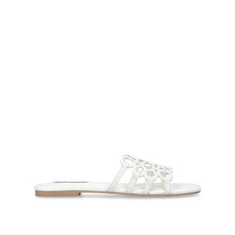 Steve Madden Womens Leather Lotus White Sandals - Size UK 4