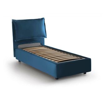 Talamo Italia Talamo Italia - Letto singolo Aigor, Letto contenitore con rivestimento in tessuto, 100% Made in Italy, Apertura frontale, adatto per materasso Cm