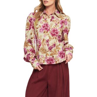 Flying Tomato Button Front Long Sleeve Top in Ivory at Nordstrom Rack, Size Medium