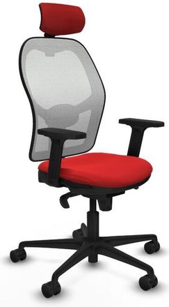 Piqueras y Crespo Piqueras Y Crespo - Jorquera Sincro Malla Blanca Similpiel Rojo Brazos 2d Base Nailon Cabecero 2d Ruedas 65mm Nailon