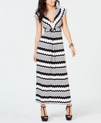 Thalia Sodi Womens Printed Maxi Dress Black/White Size Extra Large