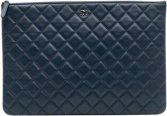 Chanel Pre-owned Clutches, female, Blue, Size: ONE SIZE Pre-owned Leather Clutch