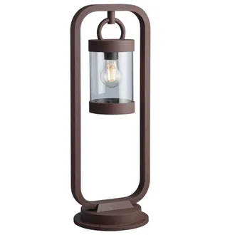 Trio Sambesi Palo Led Da Esterno Lanterna Con Sensore Crepuscolare Metallo Ruggine H. 60cm 1 Luce Attacco E27