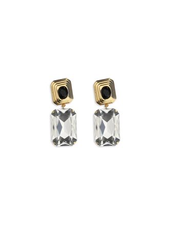 Alessandra Rich Crystal Drop Clip-On Earrings - Gold