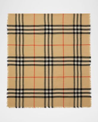Burberry Check Lightweight Wool Scarf