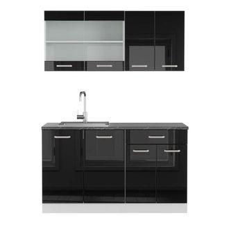 Vicco Cocina Vers&aacute;til R-line, Negro Brillo/blanco, 140 Cm, Et Antracita