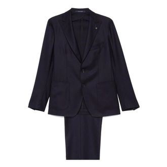Tagliatore Single Breasted Suits, male, Blue, Size: XL Navy Blue Virgin Wool Suit