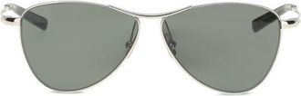 Saint Laurent Womens Aviator Sunglasses - Grey Metal - One Size