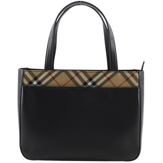 Burberry Black Leather Nylon Canvas Tote Bag (Pre-Owned)