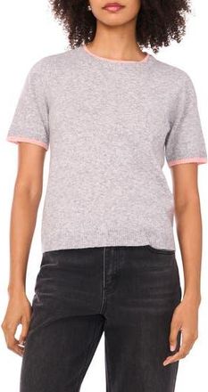 1.State Double Crewneck Short Sleeve Cotton Sweater in Grey Haze Heather at Nordstrom Rack, Size Xx-Large