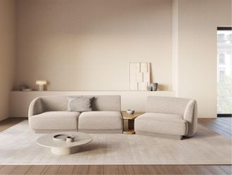 BLOOMINGLOFT 3-Sitzer Design Sofa Miley mit Beistelltisch - Chenille Beige