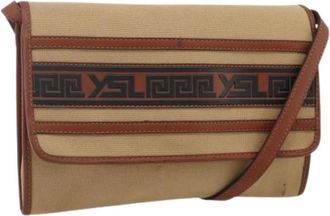Saint Laurent Pre-owned Cross Body Bags, female, Beige, Size: ONE SIZE Pre-owned Vintage Canvas Shoulder Bag