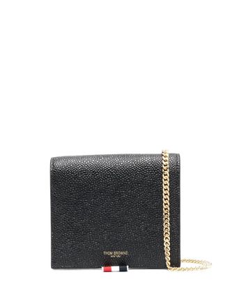 Thom Browne pebbled bi-fold wallet - women - Calf Leather - One Size - Black