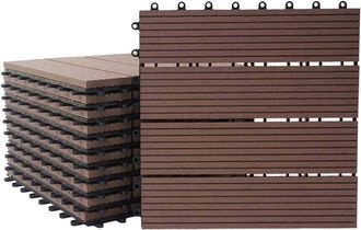 Hhg Baldosa Wpc R&oacute;dano, Aspecto Madera Balc&oacute;n/terraza, 11x C/u 30x30cm = 1m2, Premium, Caf&eacute; Lineal