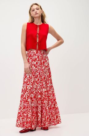 Twik Womens Crinkled ruffled-tier skirt