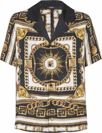 Balmain Gedrukt pyjamashirt met Foulard Cha&icirc;nes patroon - Heren - Korte mouwen Overhemden - Veelkleurig - XL - Overhemden