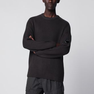 C.P. Company Maglione a coste in misto cotone grigio scuro