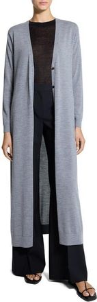 Theory Merino Wool Longline Cardigan in Light Heather Grey at Nordstrom, Size Petite