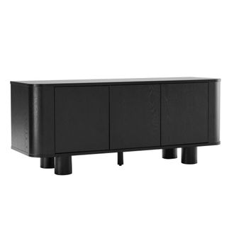 Oviala Mueble TV escandinavo de 3 puertas L120 cm madera negra