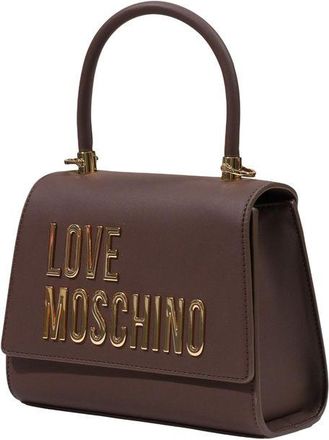 Love Moschino Logo-Embellished Polyurethane Top Handle Bag - Brown