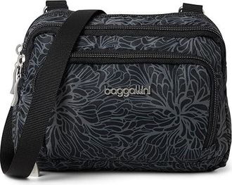 Baggallini Trifecta Rfid Wallet Crossbody Cross Body Womens Handbags Midnight Blossom Print, Nylon
