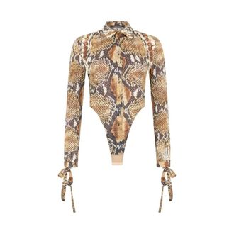 Roberto Cavalli Python Print Shirt Bodysuit - female - Roberto Cavalli - Full-Body - Multicolor - L - Tops