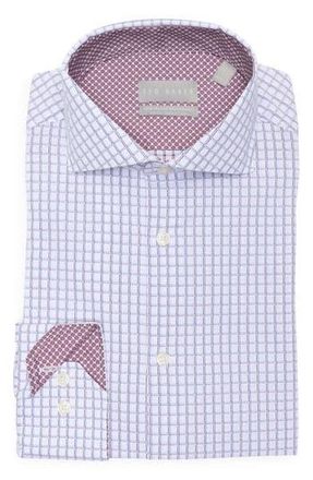 Ted Baker Slim Fit Four-Season Performance Dress Shirt in Red Multi at Nordstrom Rack, Size 14.5 - 32/33
