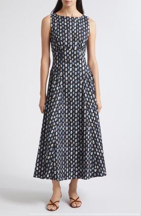 Staud Gwen Drop Waist A-Line Midi Dress in Glasswork at Nordstrom, Size 16