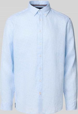 Christian Berg Regular Fit Leinenhemd mit Button-Down-Kragen in Bleu, Gr&ouml;&szlig;e M