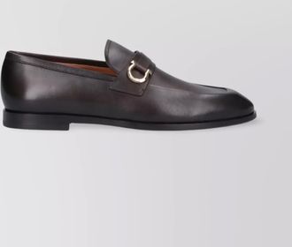 Ferragamo buckle detail leather sole round toe loafers