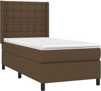 vidaXL Vidaxl - Cama Box Spring Colch&oacute;n Y Luces Led Tela Marr&oacute;n Oscuro 90x190cm