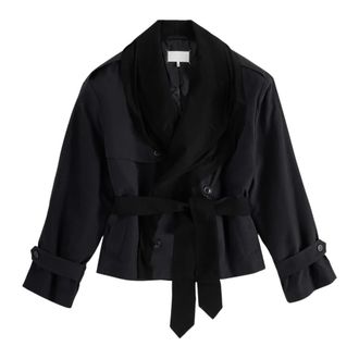 Maison Margiela Korte gedrapeerde trenchcoat - Dames - Mantels - Zwart - Maat: XS Polyamide