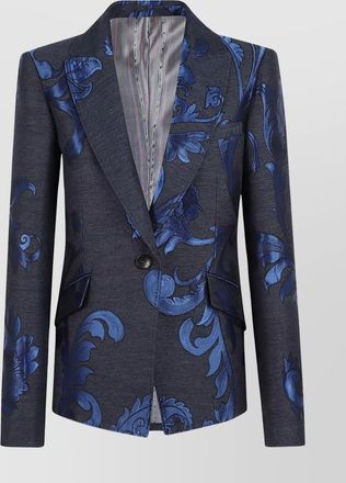 Etro womens floral pattern denim jacket