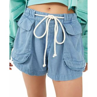 Free People Blauwe Katoenen Stijlvolle Shorts - Dames - Denim shorts - Blauw - XS - Katoen - Korte Broeken