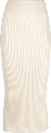 Jil Sander ribbed-knit midi skirt - women - Viscose - 38 - Neutrals