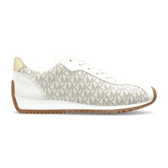 Michael Kors Schoenen, Dames, Beige, 40 EU, Katoen, Rhodes Signature Logo Trainer