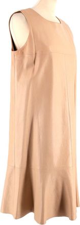 Chanel Nude Leather Sleeveless Shift Dress Size L