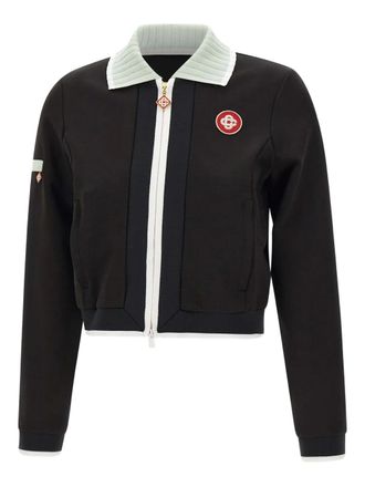 Casablanca high-collar embroidered-logo jacket - women - Viscose - S - Black