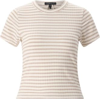 Rag & Bone Slub Gestreept T-Shirt - Dames - T-shirts - Bruin - XL - Katoen - Tops