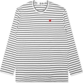 Comme Des Gar&ccedil;ons Striped Mini Logo Tee Grey AZ-T218-051-3